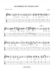 HarmonyTabs Music - Harmony Tab - Cream - Sunshine Of Your Love vocal harmony sheet music