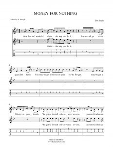 HarmonyTabs Music - Harmony Tab - Dire Straits - Money For Nothing vocal harmony sheet music