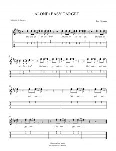 HarmonyTabs Music - Harmony Tab - Foo Fighters - Alone + Easy Target vocal harmony sheet music