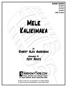 cover page for Mele Kalikimaka (Clarinet Quartet) - Jeff Bratz sheet music