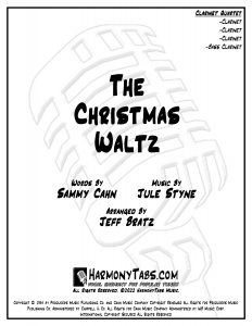 cover page for The Christmas Waltz (Clarinet Quartet) - Jeff Bratz sheet music