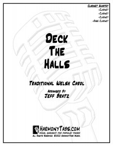 cover page for Deck The Halls (Clarinet Quartet) - Jeff Bratz sheet music