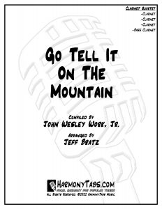 cover page for Go Tell It On The Mountain (Clarinet Quartet) - Jeff Bratz sheet music