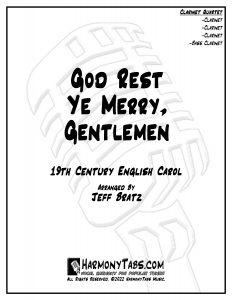 cover page for God Rest Ye Merry, Gentlemen (Clarinet Quartet) - Jeff Bratz sheet music