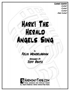 cover page for Hark! The Herald Angels Sing (Clarinet Quartet) - Jeff Bratz sheet music