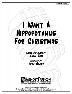 cover page for I Want A Hippopotamus For Christmas (Hippo The Hero) (SSAA A Cappella) sheet music