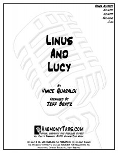 cover page for Linus and Lucy (Brass Quartet)