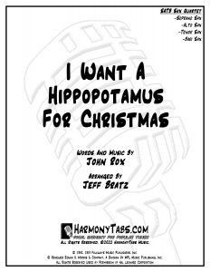 cover page for I Want A Hippopotamus For Christmas (Hippo The Hero) (SATB Sax Quartet) sheet music