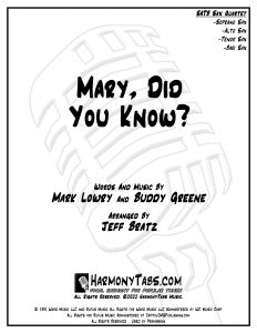 cover page for Mary, Did You Know? (SATB Sax Quartet)  sheet music