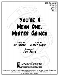 cover page for You're A Mean One, Mr. Grinch (SATB Sax Quartet) sheet music