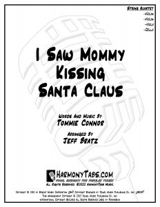 cover page for I Saw Mommy Kissing Santa Claus (String Quartet) sheet music
