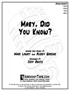 cover page for Mary, Did You Know? (String Quartet) sheet music