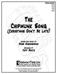 cover page for The Chipmunk Song (Christmas Don't Be Late) (String Quartet) sheet music
