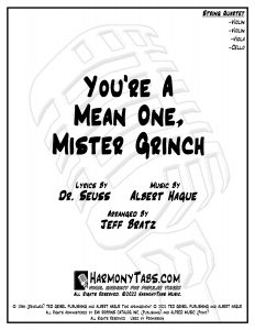 cover page for You're A Mean One, Mr. Grinch (String Quartet) sheet music