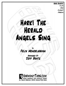 cover page for Hark! The Herald Angels Sing (Wind Quartet) sheet music
