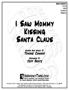 cover page for I Saw Mommy Kissing Santa Claus (Wind Quartet) sheet music