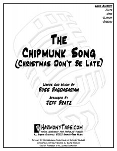 cover page for The Chipmunk Song (Christmas Don't Be Late) (Wind Quartet) sheet music